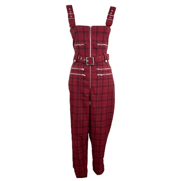 Weworewhat Red Plaid Overall Jumpsuit Red Plaid - Picture 4 of 9